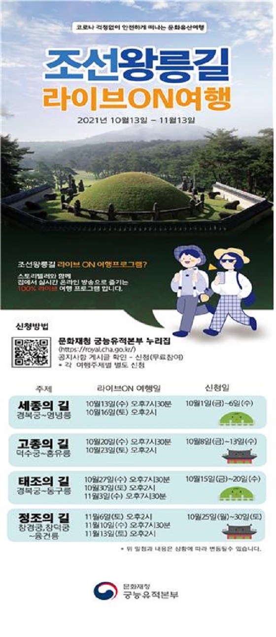 온라인 여행 프로그램 ‘조선왕릉 길 라이브ON(온)’ 운영