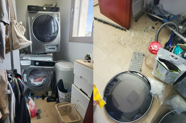 가정집에서 삼성전자 세탁기가 세탁 중 폭발한 사진. (사진=뉴시스)